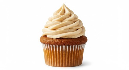 Isolated spiced chai cupcake with buttercream displayed on a plain background for dessert photography