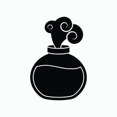 Magic Potion Bottle with Swirling Smoke Silhouette Vector Illustration