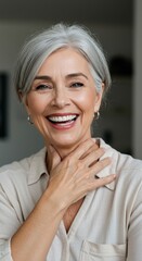 Portrait Of A Smiling Senior Woman Expressing Happiness And Contentment Today