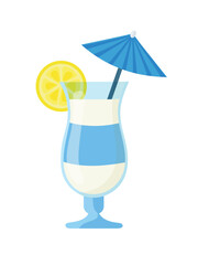 Summer cocktail. Flat vector clipart, illustration with isolated background.