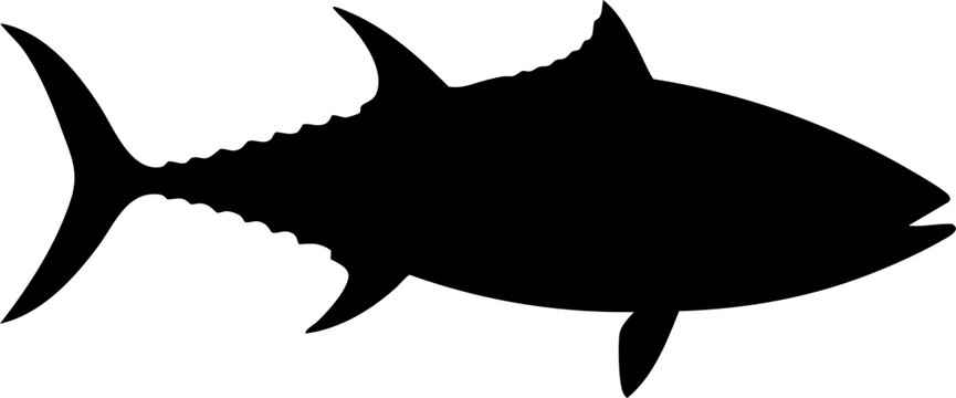 sleek black tuna silhouette, perfect for fishing and seafood designs