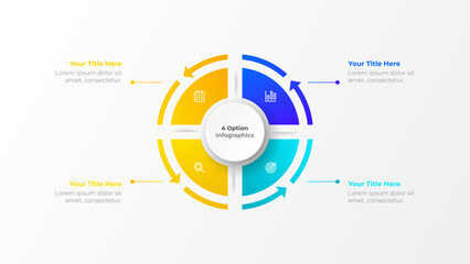 4 Option cycle infographic template. circular business process diagram.