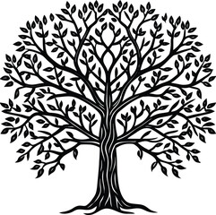 Obraz premium Stylized Black Tree With Many Branches and Leaves white