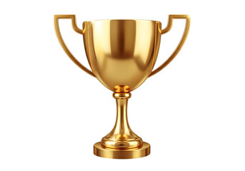 Golden trophy with handles isolated on transparent background