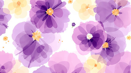 Purple wildflower pattern on a cream background, watercolor seamless pattern , flower seamless pattern , doodle summer,  kids and baby designs for use as fabric or paper.