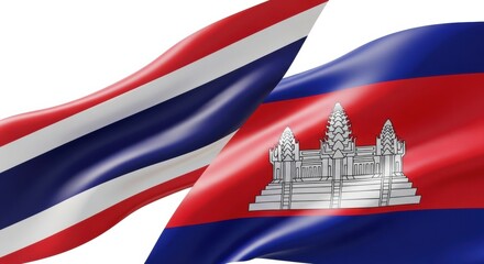 Artistic representation combining national symbols of Thailand and Cambodia creatively showcasing