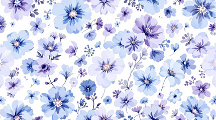 Abstract floral in seamless pattern background. Colorful flowers, flower petals, blooms, roses on wallpaper. Blossom fabric pattern with watercolor texture for banner, prints, packaging.