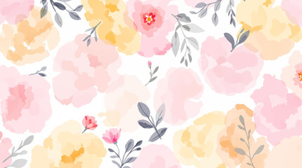 Abstract floral in seamless pattern background. Colorful flowers, flower petals, blooms, roses on wallpaper. Blossom fabric pattern with watercolor texture for banner, prints, packaging.