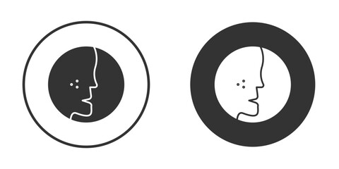 Acne icon in trendy flat design versions in black and white.