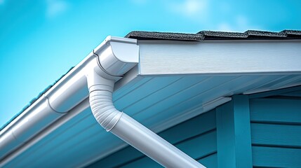 Naklejka premium White gutter system on a teal-colored house