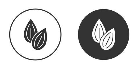 Almond icon in trendy flat design versions in black and white.