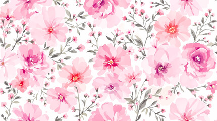 Colorful watercolor flowers background for design. Floral border frame card template.	