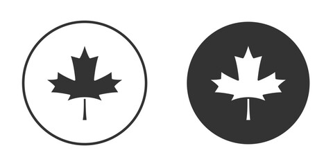 Autumn leaf canadian icon in trendy flat design versions in black and white.