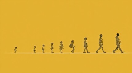 Evolution Timeline From Child to Scholar Showing Growth and Progression With Smooth Minimal Backdrop