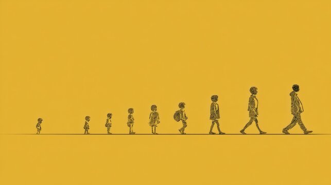 Evolution Timeline From Child to Scholar Showing Growth and Progression With Smooth Minimal Backdrop
