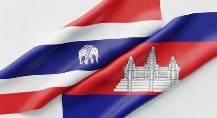 A symbolic representation of diplomatic ties between Thailand and Cambodia featuring overlapping
