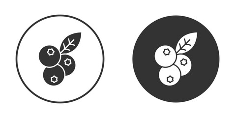 Blueberry icon in trendy flat design versions in black and white.