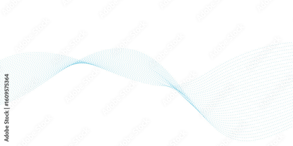 Poster dynamic particle waves in a blue halftone a flowing dot in transparent background