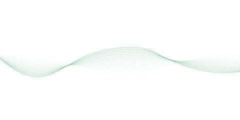 Dynamic particle waves in a blue halftone a flowing dot curve against a white backdrop, embodying technology, sound, music, and modern aesthetics. technology, science, innovation concepts	