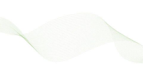 Blue dotted wave line pattern. Flowing dot particles wave pattern halftone black gradient smooth curve shape isolated on transparent background.	