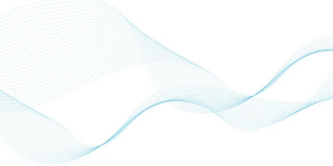 Dynamic particle waves in a blue halftone a flowing dot in transparent background