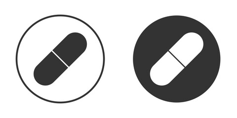 Capsule icon in trendy flat design versions in black and white.