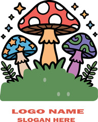 Mushroom logo icon vector white background .