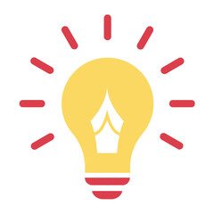 Creative idea light bulb icon with a pen nib, a vector graphic symbolizing writing inspiration and innovative solutions.