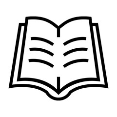 Open book line icon representing knowledge and learning. A simple vector graphic for education, literature, or library themes.