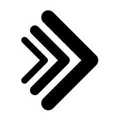 A modern abstract arrow icon representing forward momentum and progress. A minimalist black vector graphic element for business branding.