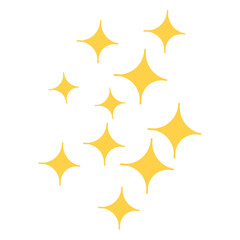 Fototapeta premium A simple graphic illustration of yellow shining stars, a glittering vector sparkle icon set for clean design elements and magical decoration.