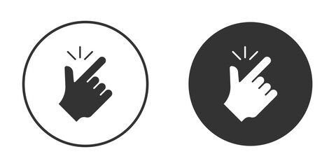 Finger snapping icon in trendy flat design versions in black and white.