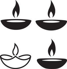 lit Diya silhouette vector image