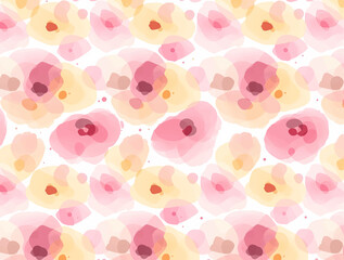 Watercolor pink and yellow floral pattern	