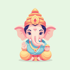 Cute and vibrant illustration of Lord Ganesha in a seated pose!