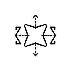 Outline icon showing a process with four stages directional arrows step