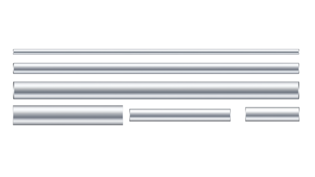 Set of metal pipes with different sizes. isolated on transparent background