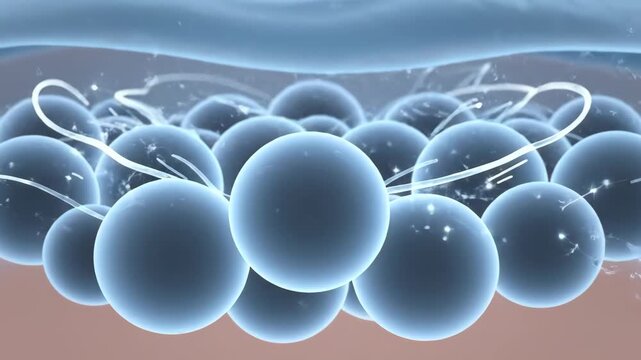 3D rendering of skin cells with collagen and hydration layer, Macro view of healthy skin cells and moisture barrier protecting from external factors