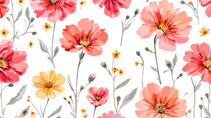 Watercolor red floral pattern	