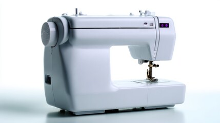A plain white sewing machine modern, simple design, isolated on a pure white background. Craft, textile.