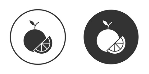 Orange fruit icon in trendy flat design versions in black and white.