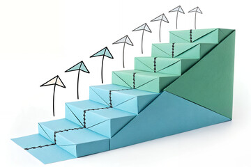 upward staircase made from paper arrows deal progress