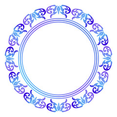 blue round frame Ornate circle. Ornate circle - Illustration.Circular patterns Collection.Closed Circle with Watermelon Border