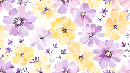 Obraz premium Seamless floral pattern watercolor, Colorful watercolor flowers background 