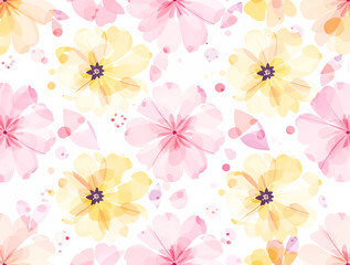 Watercolor pink and yellow floral pattern	