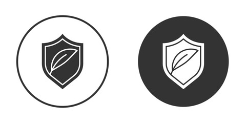 Shield with leafs icon in trendy flat design versions in black and white.