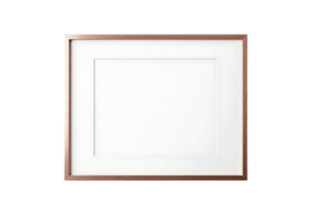 Empty square photo frame with white mat isolated on transparent background