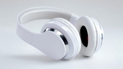 A stylish pair of white wireless gaming headphones, isolated on a white background. Gaming, audio.