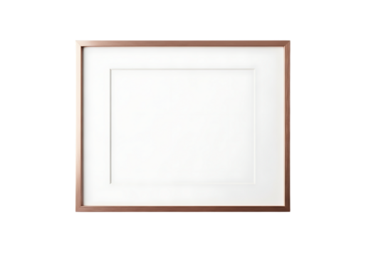 Empty square photo frame with white mat isolated on transparent background