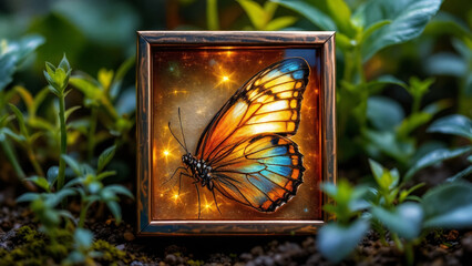 Butterfly Framed Art: Enchanting herbarium decoration for gardens